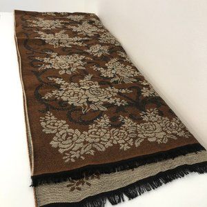 NWOT - Chestnut Brown, Taupe, Black Floral Scarf